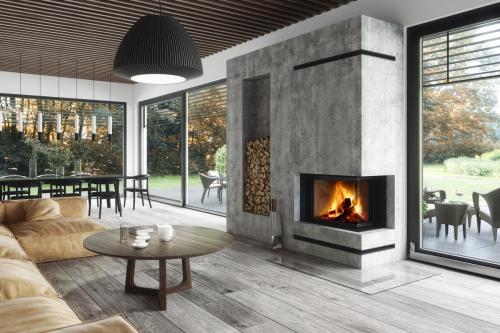 Moderný rohový dizajnový krb krbyonline