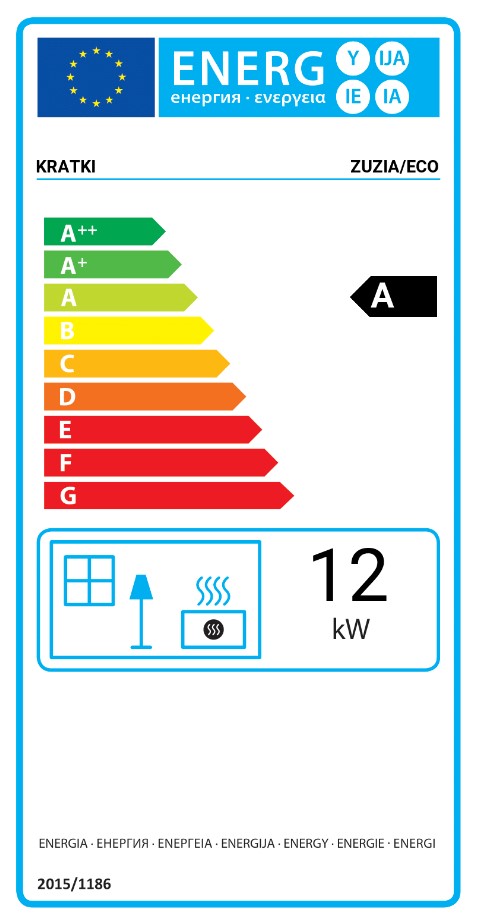 Kratki Zuzia EKO 16 energetický štítok krb-pec