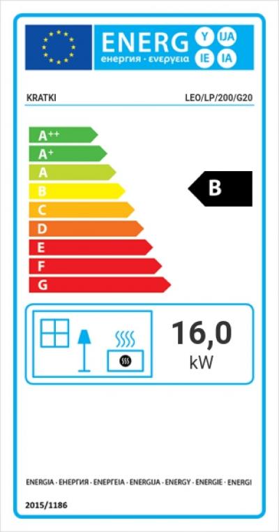 Kratki LEO 200 (NG) energetický štítok krb-pec