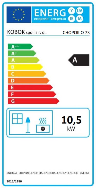 Kobok Chopok O 73 energetický štítok krb-pec