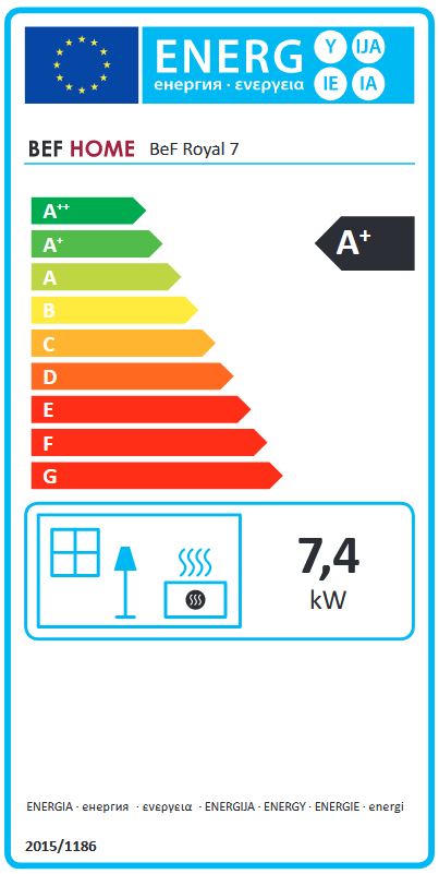 BeF Royal 7 energetický štítok krbyonline