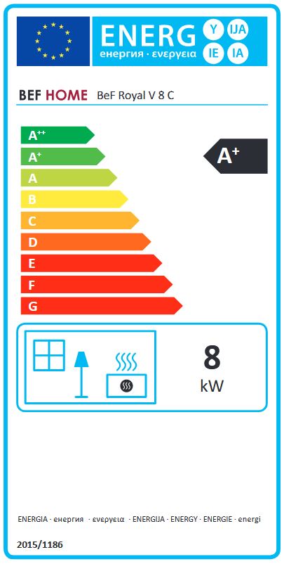 BeF Royal V 8 C energetický štítok krbyonline