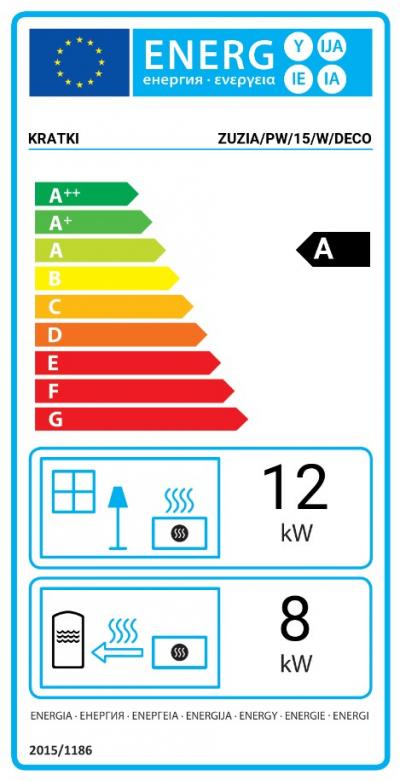 Kratki Zuzia 15 DECO W energetický štítok krb-pec