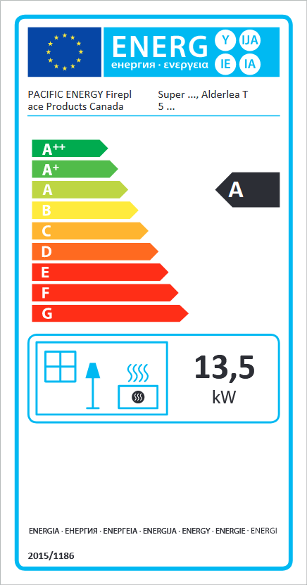 Pacific Energy Super 27 energetický štítok krbyonline