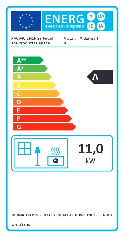 Pacific Energy Alderlea T4 energetický štítok krbyonline