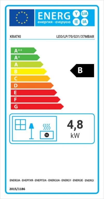 Kratki LEO 70 (LPG) energetický štítok krb-pec