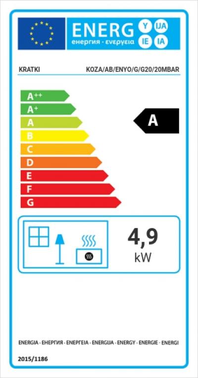 Kratki KOZA AB GAS (NG) energetický štítok krbyonline