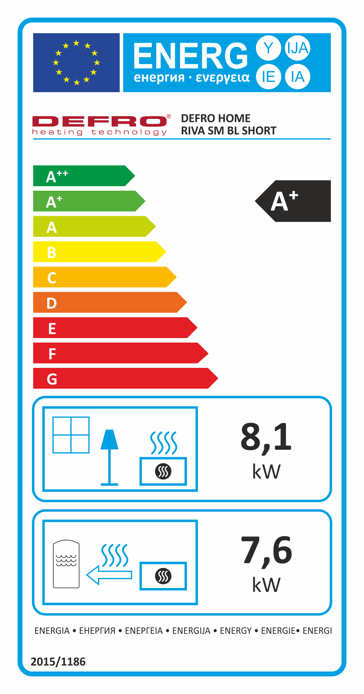 Defro Riva SM BL SHORT energeticky stitok krb-pec