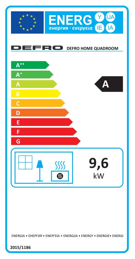 Defro Home Quadroom energetický štítok krbyonline