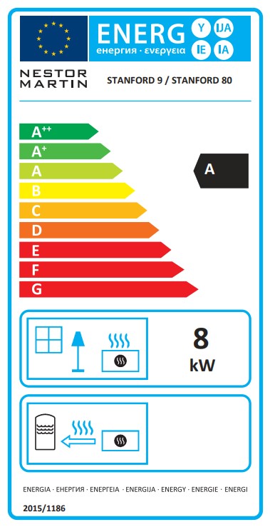 Nestor Martin Stanford 9+ energetický štítok krb-pec
