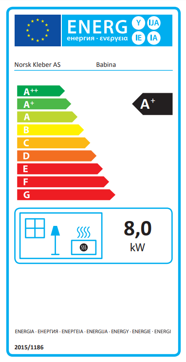 Norsk Kleber Babina energetický štítok krb-pec