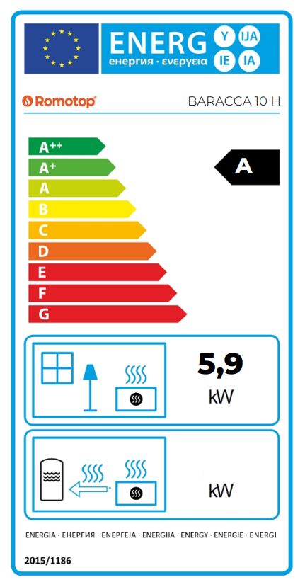 Romotop Baracca 10 H energetický štítok krbyonline