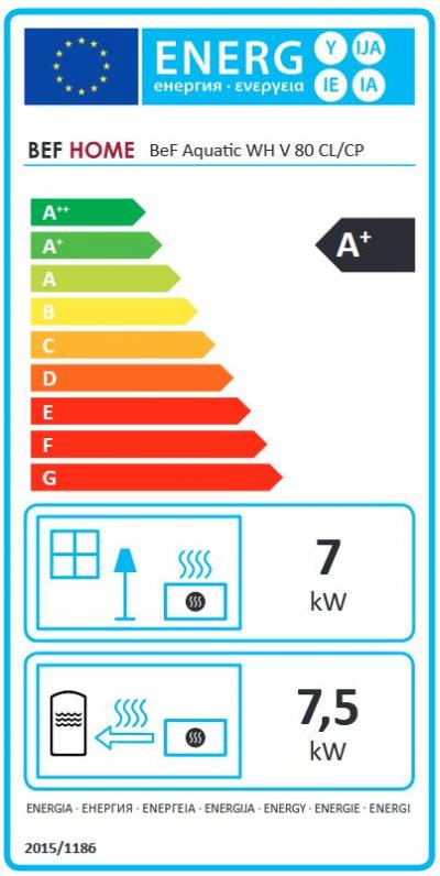 BeF Aquatic WH V 80 CL energetický štítok krb-pec