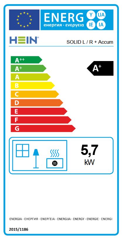 Hein Solid R Accum energetický štítok krb-pec