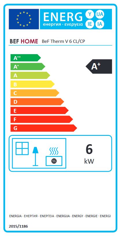 BeF Therm V 6 CL energetický štítok krb-pec