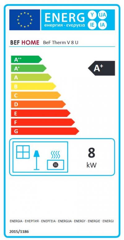 BeF Therm V 8 U energetický štítok krb-pec