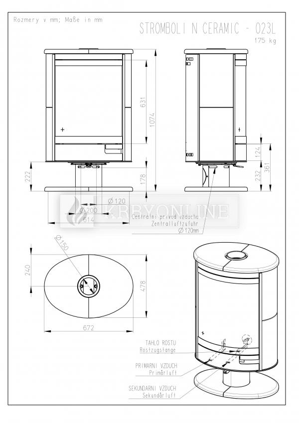 Romotop STROMBOLI N02 designové, otočné, kvalitné, oceľové kachle s keramikou krbyonline