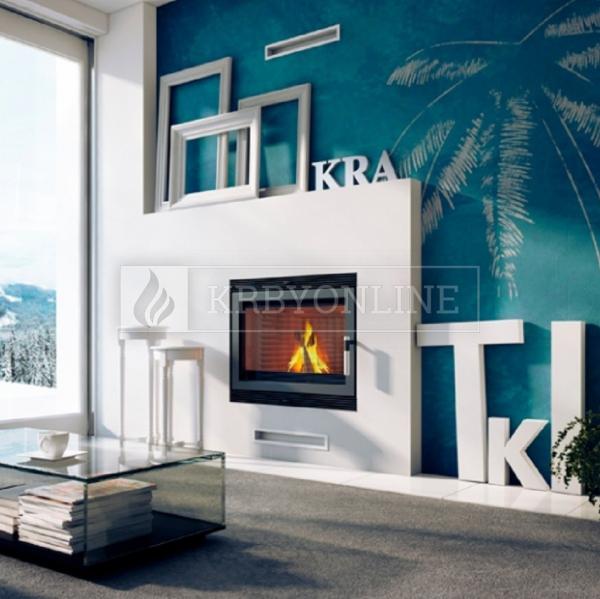 Kratki Blanka 12 670/570 rovná, moderná, široká krbová vložka so šamotovým ohniskom krbyonline