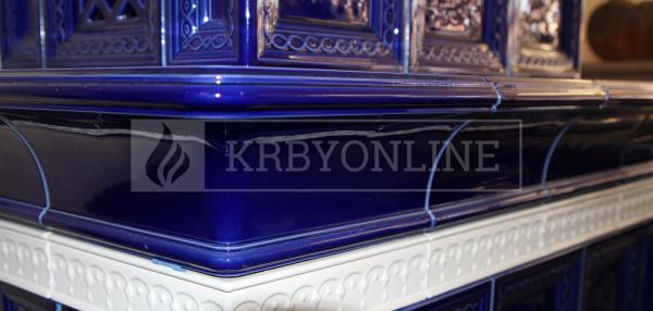 Hein BARACCA OU cisárska modrá klasické keramické krbové kachle s veľkým ohniskom krbyonline