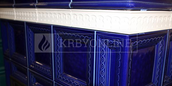 Hein BARACCA OU cisárska modrá klasické keramické krbové kachle s veľkým ohniskom krbyonline