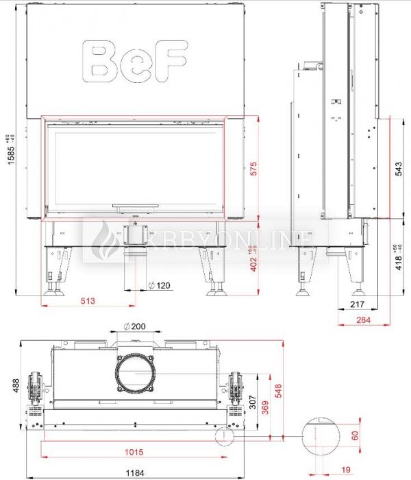 BeF Therm V 10 rovná krbová vložka s výsuvnými dvierkami krbyonline