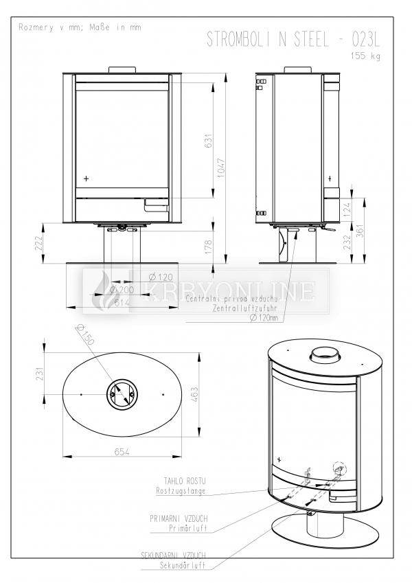 Romotop STROMBOLI N03 designové, otočné, kvalitné, oceľové kachle krbyonline