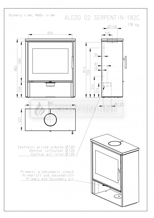 Romotop ALEDO 02 designové, oceľové kachle s mastencom krbyonline