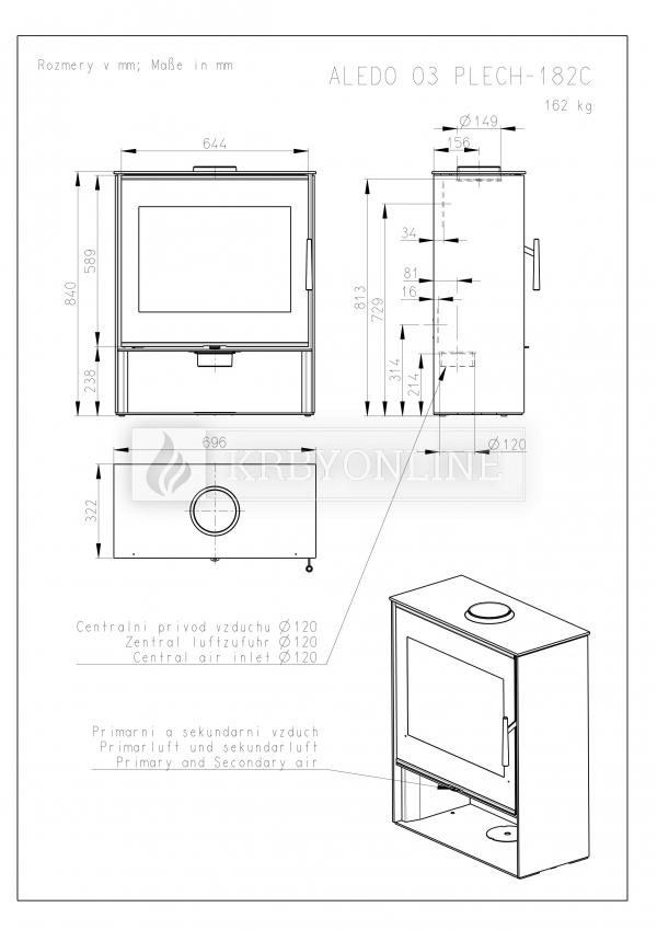 Romotop ALEDO 03 designové, oceľové krbové kachle krbyonline