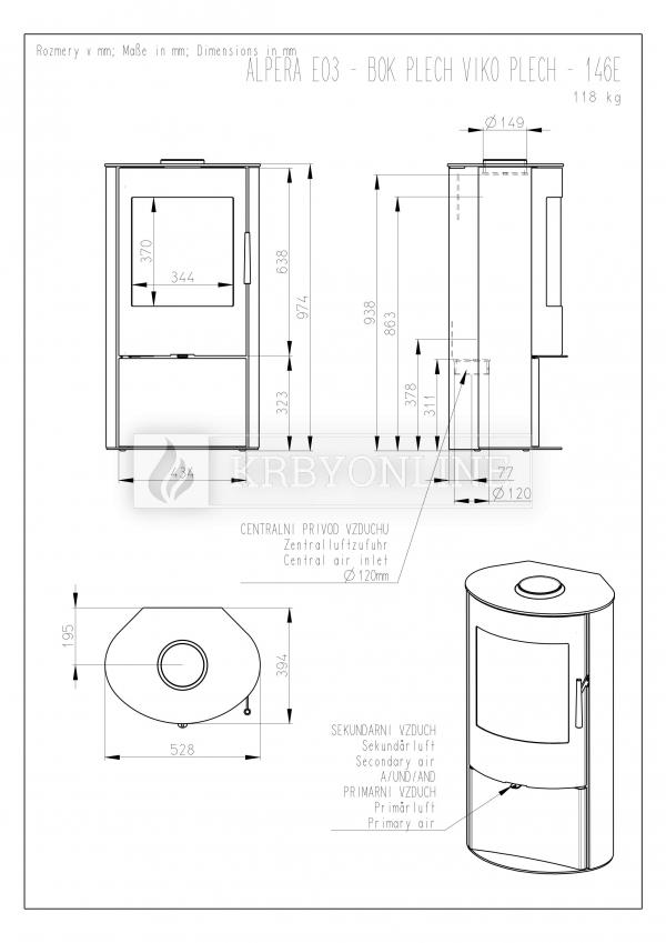 Romotop ALPERA E03 plech designové, kvalitné, oceľové kachle krbyonline