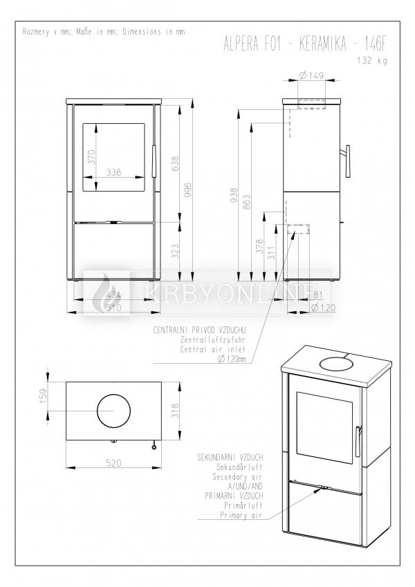 Romotop ALPERA F01 designové, kvalitné, oceľové krbové kachle s keramikou krbyonline