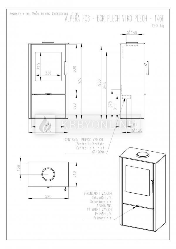 Romotop ALPERA F03 designové, kvalitné, oceľové krbové kachle krbyonline
