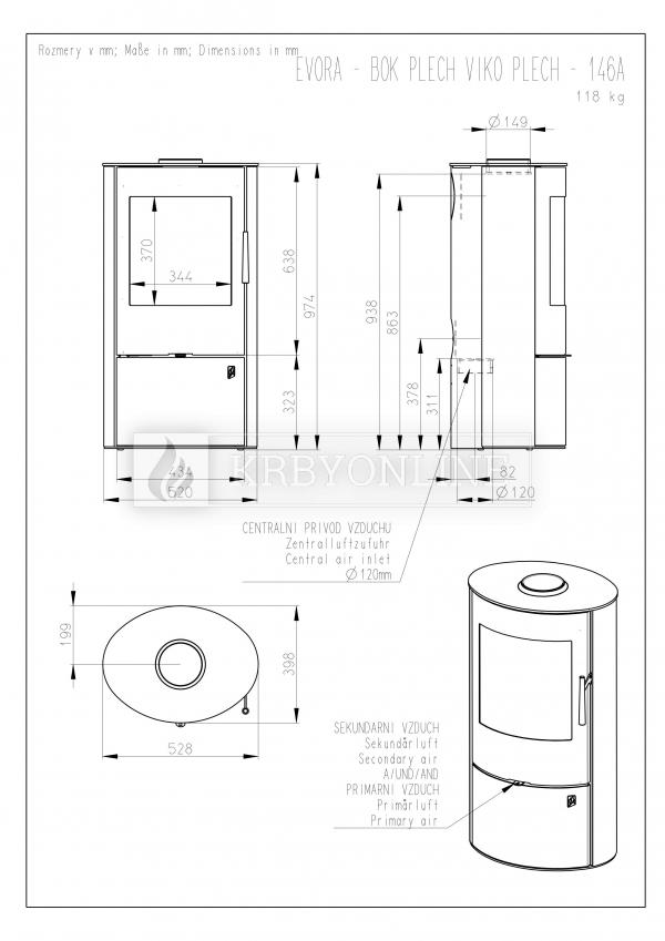 Romotop EVORA 03 plech designové, kvalitné, oceľové krbové kachle  krbyonline