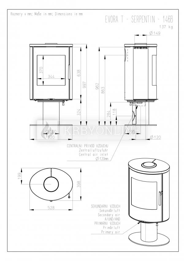 Romotop EVORA 02 T  mastenec, otočné, designové, kvalitné, oceľové krbové kachle  krbyonline