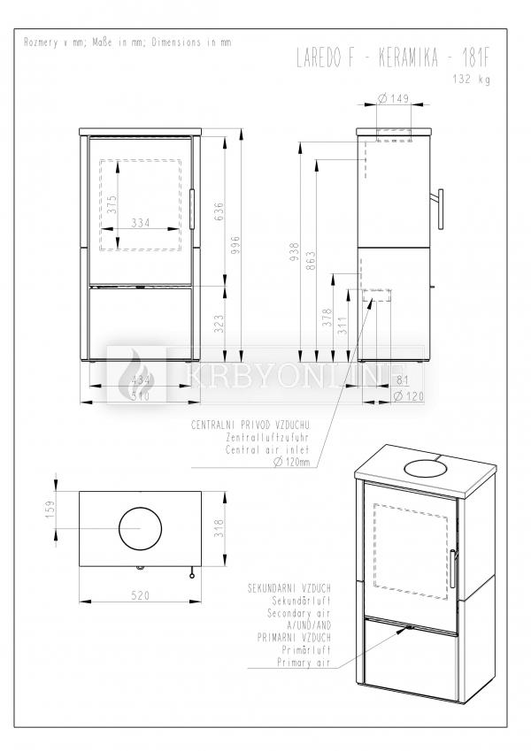 Romotop LAREDO F 01 keramika, designové, kvalitné, oceľové krbové kachle s keramikou krbyonline