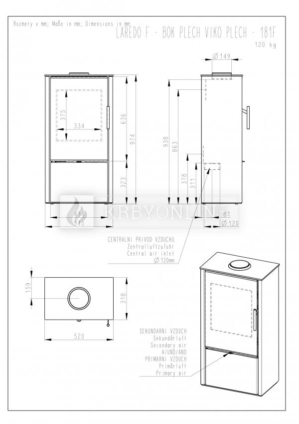 Romotop LAREDO F 03 plech, designové, kvalitné, oceľové krbové kachle  krbyonline