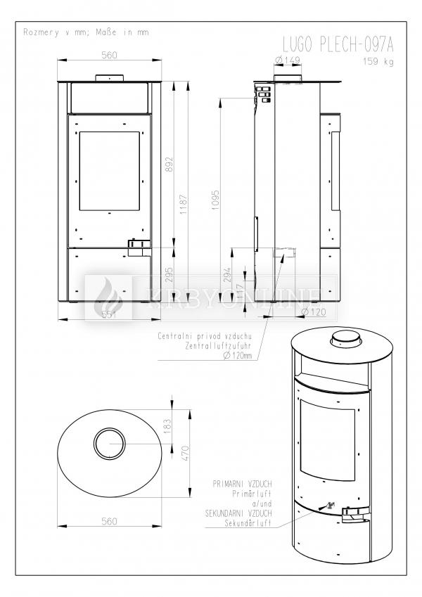 Romotop Lugo 03 plech, akumulačné, designové, kvalitné, oceľové krbové kachle  krbyonline
