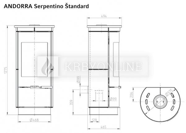 Thorma Andorra Serpentino Štandard krbové akumulačné mastencové kachle krbyonline