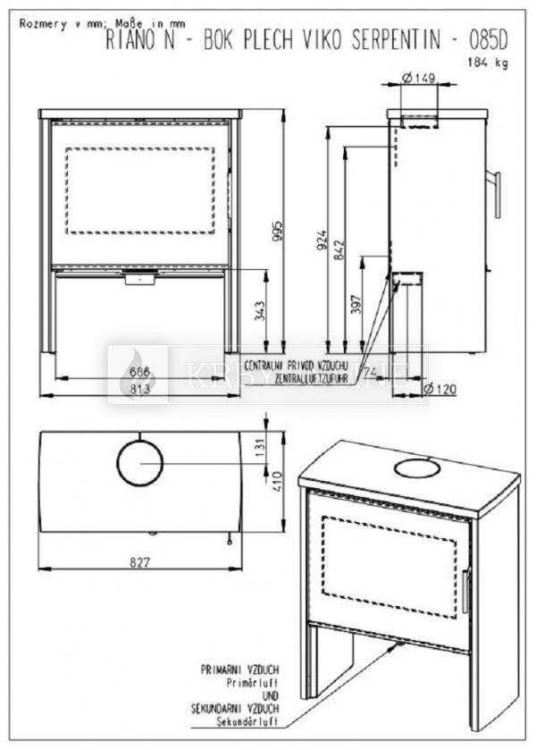 Romotop RIANO N 05 bok plech, veko mastenec