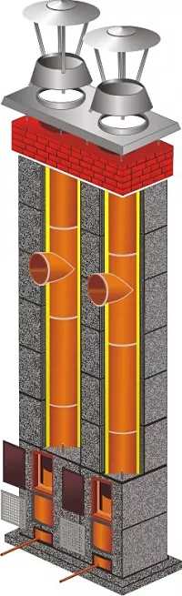 Stadreko - Dvojprieduchový komínový systém z tvárnic s vatou Ø 160 mm / Ø 160 mm