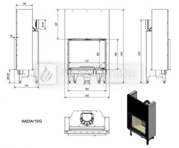 Kratki NADIA 13 G rovná krbová vložka s výsuvnými dvierkami krbyonline