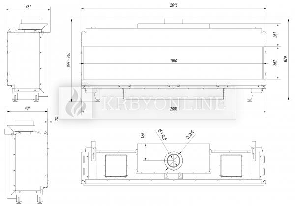 Kratki Leo 200 plynová krbová vložka rovná krbyonline