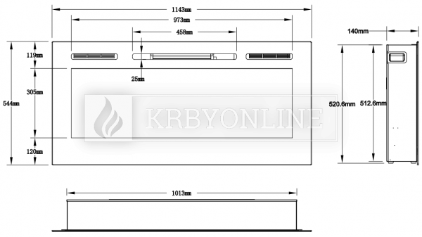 Aflamo Majestic 45 moderný elektrický krb s 3D efektom plameňa krbyonline