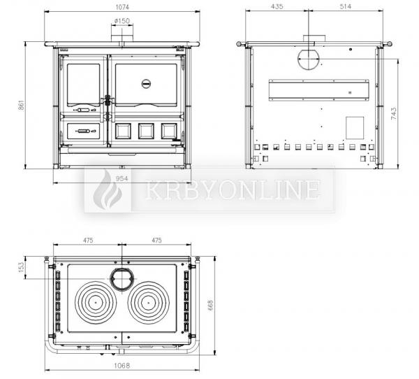 La Nordica Rosa XXL Majolica teplovzdušný keramický sporák s liatinovým ohniskom krbyonline
