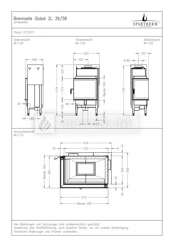 Spartherm Global 2 L/R 39/58 rohová oceľová krbová vložka krbyonline