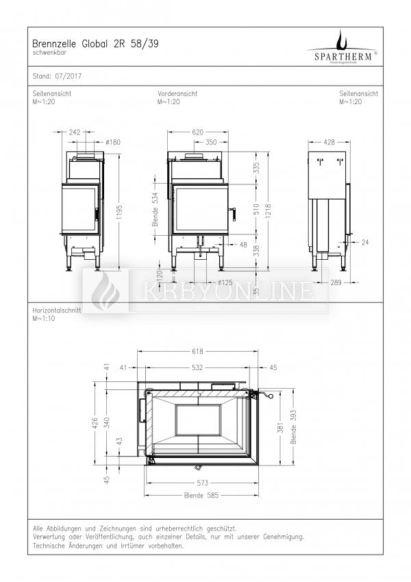 Spartherm Global 2 L/R 39/58 rohová oceľová krbová vložka krbyonline