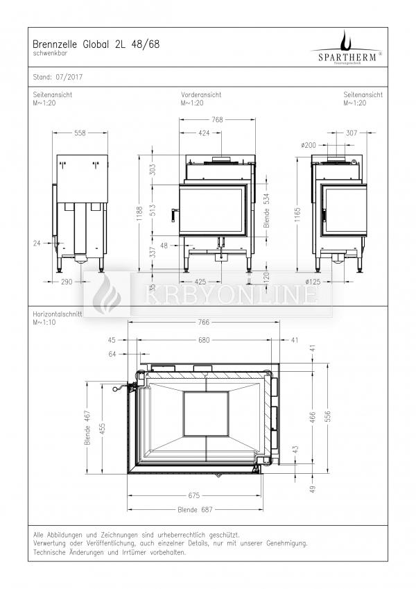 Spartherm Global 2 L/R 48/68 rohová oceľová krbová vložka krbyonline