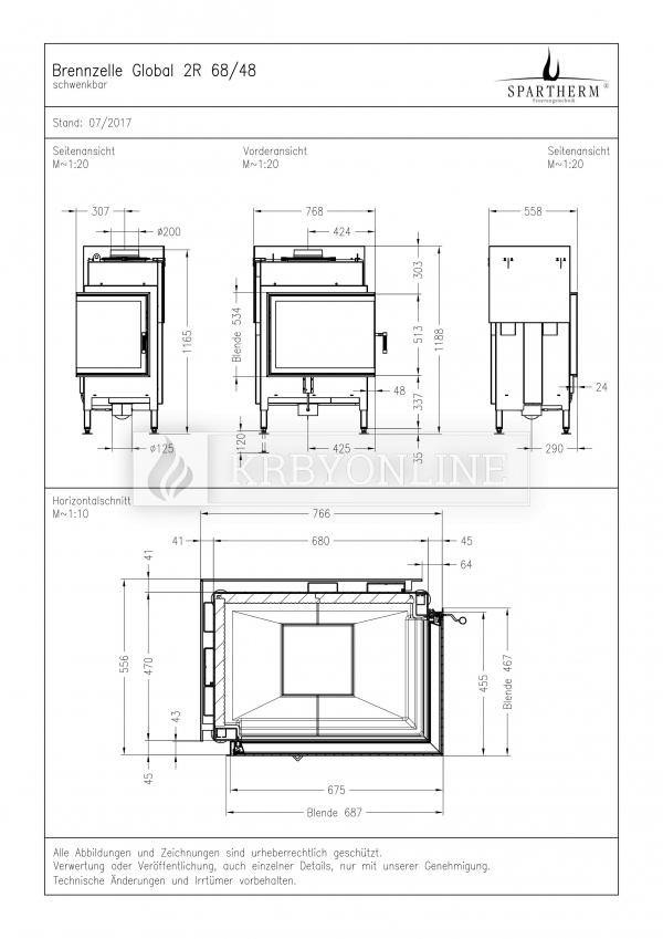 Spartherm Global 2 L/R 48/68 rohová oceľová krbová vložka krbyonline