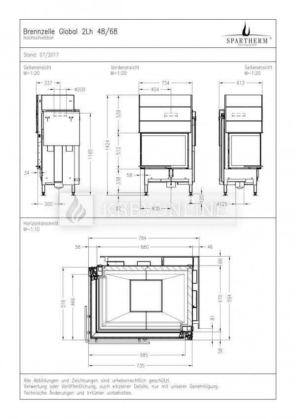 Spartherm Global 2 L/Rh 48/68 rohová oceľová krbová vložka s výsuvnými dvierkami krbyonline