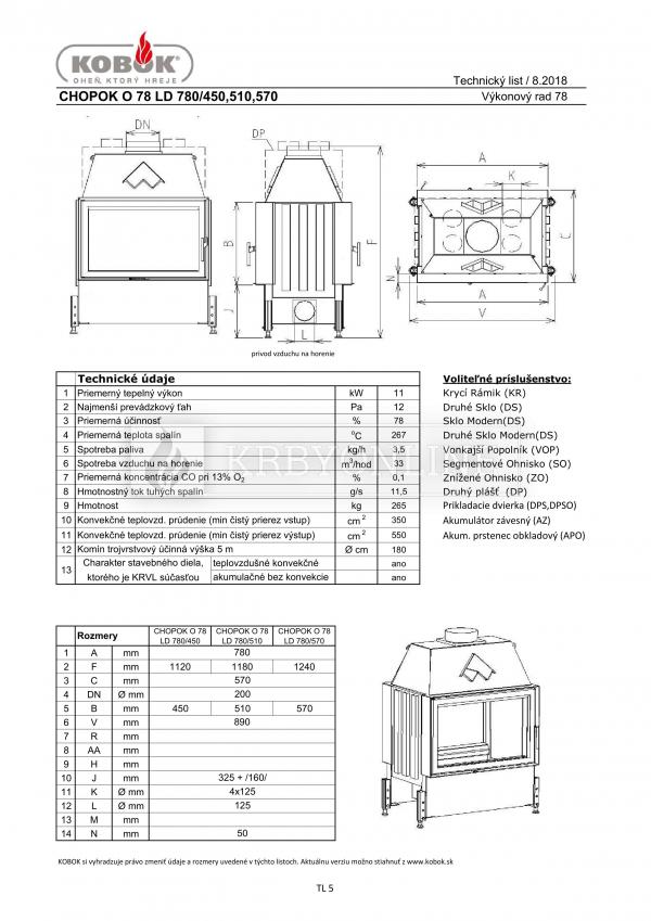 Kobok Chopok O 780/450 510 560 obojstranná teplovzdušná oceľová krbová vložka s otváraním do boku krbyonline