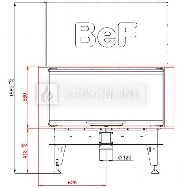 BeF Royal V 10 C teplovzdušná krbová vložka trojstranná s výsuvnými dvierkami krbyonline